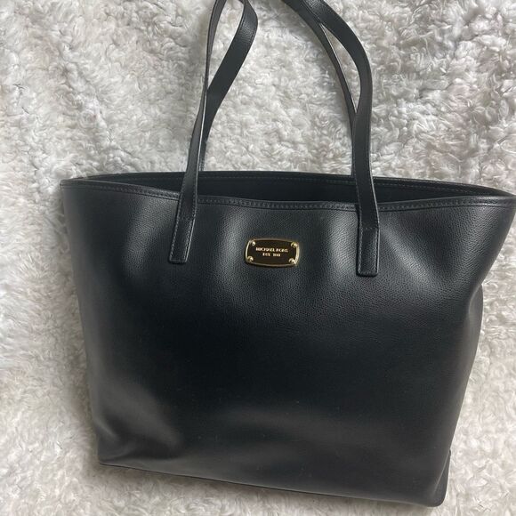 Michael Kors Jet Set  Leather Black textured Travel tote bag gold tone H… - Picture 4 of 16